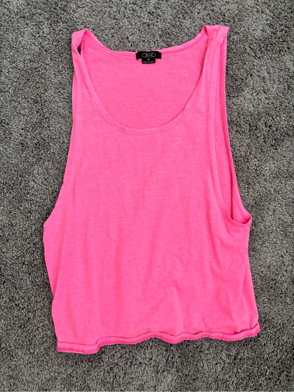 Deb Neon Pink Scoop Neck Cut Out Tank Top Size M
